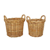 Cheche Set Of 2 Rattan Cane Cylinder Log Storage Baskets  with Carry Handles